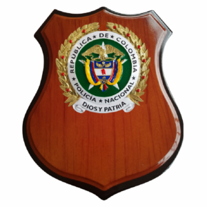 Placa dedicatoria Policía Nacional cristal biselado